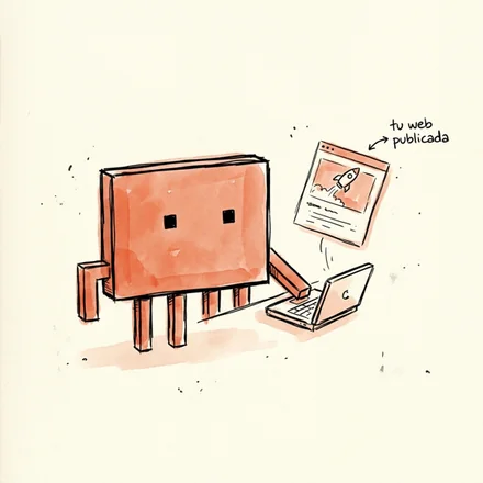 Clawd, la mascota de Claude Code, construyendo una web