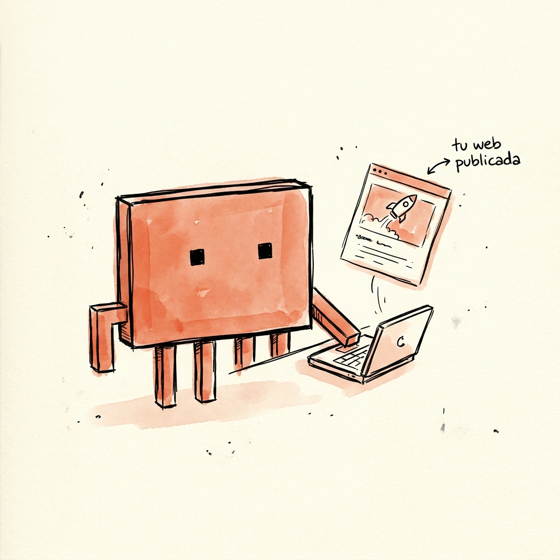 Clawd, la mascota de Claude Code, construyendo una web